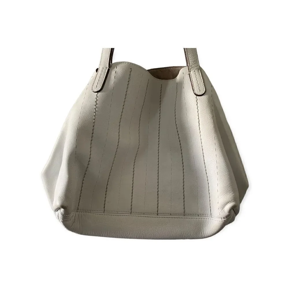 MaxMara Soft Leather Off-White Tote w Pouchette
